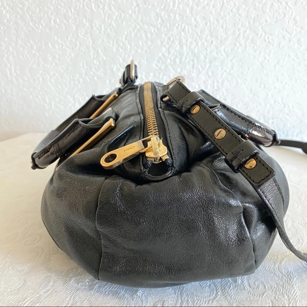 Chloe small black leather 2 way bag